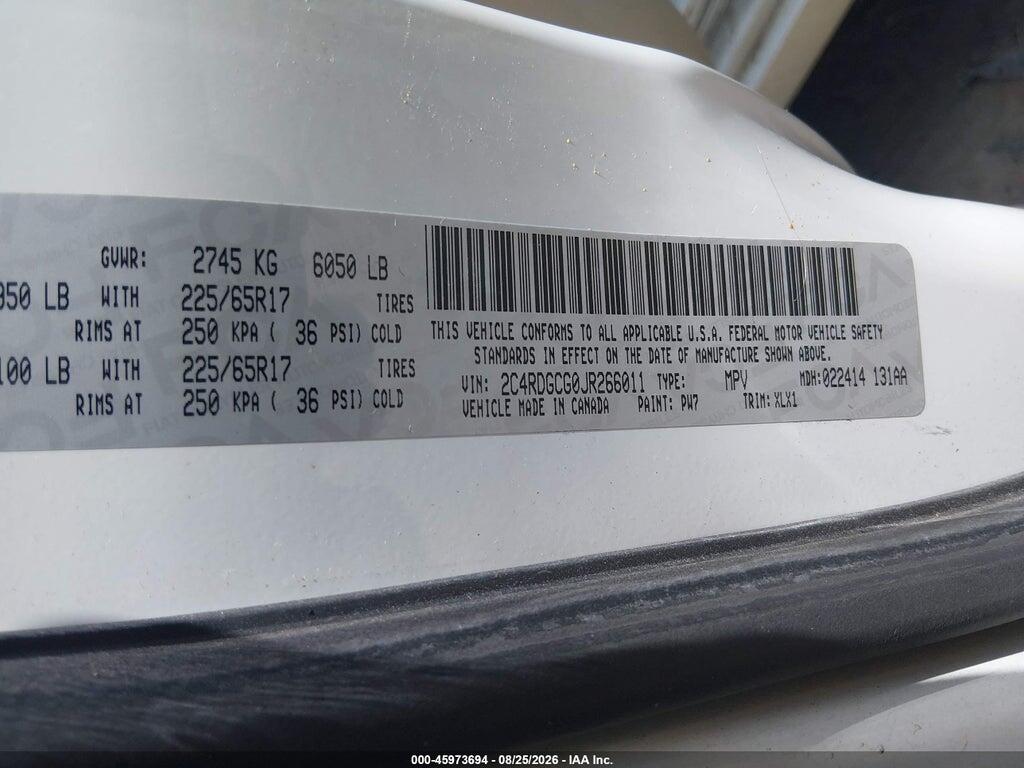 2C4RDGCG0JR266011 2018 DODGE GRAND CARAVAN photo no. 9