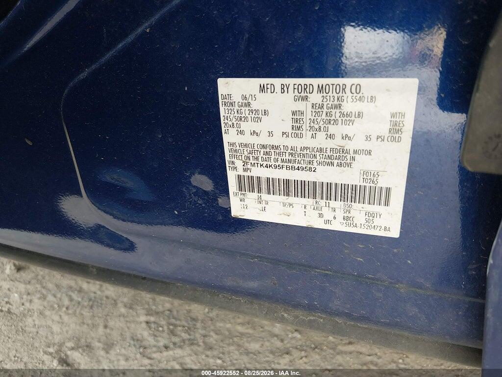 2FMTK4K95FBB49582 2015 FORD EDGE photo no. 9