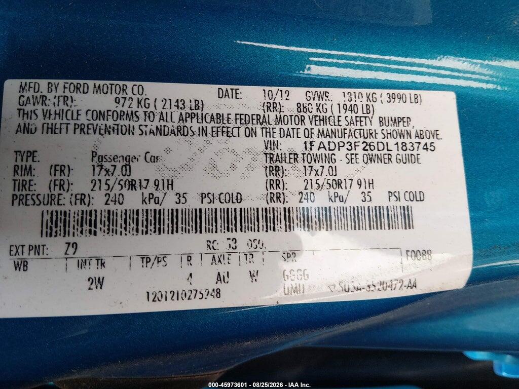 1FADP3F26DL183745 2013 FORD FOCUS photo no. 9