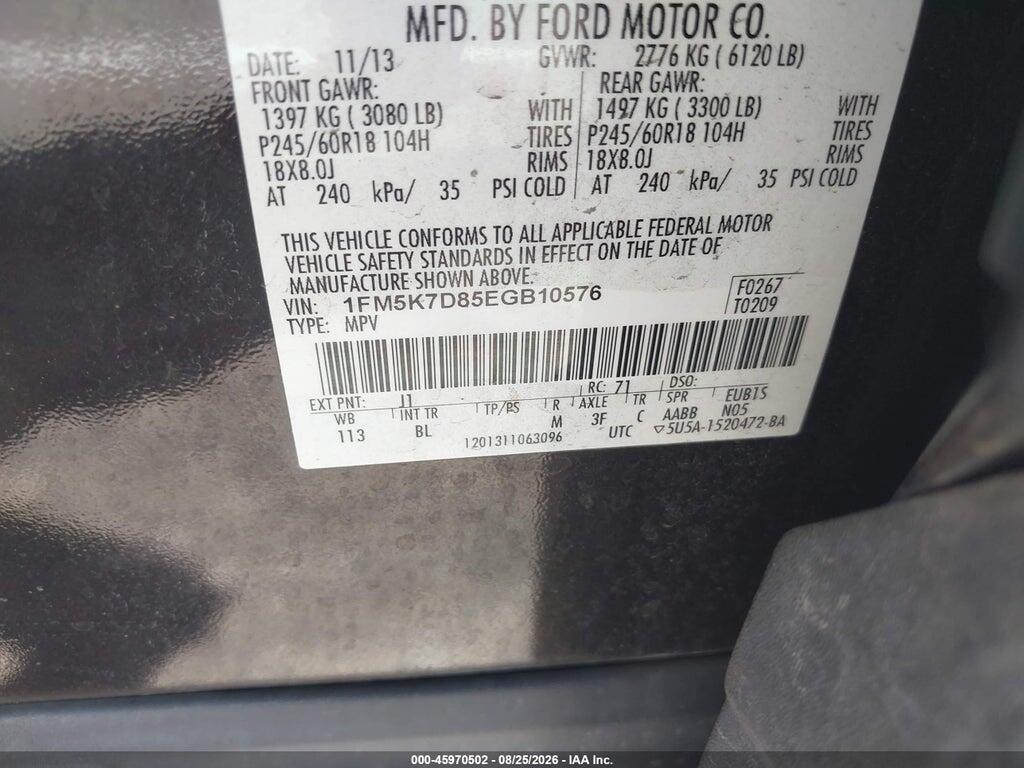 1FM5K7D85EGB10576 2014 FORD EXPLORER photo no. 9