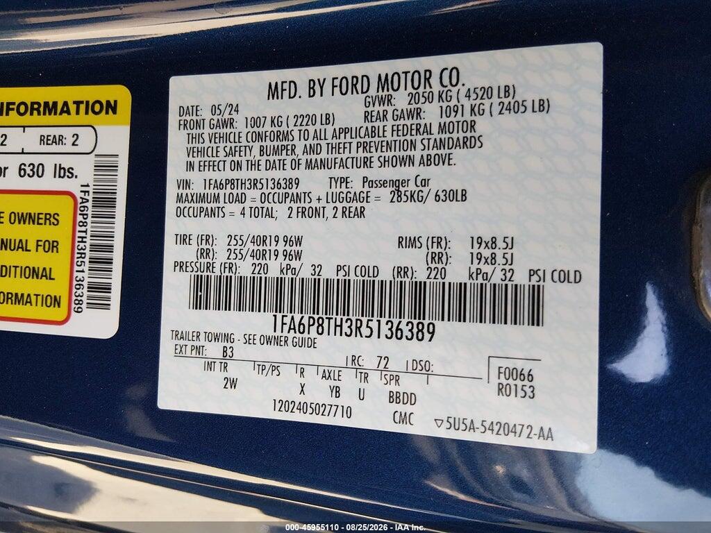 1FA6P8TH3R5136389 2024 FORD MUSTANG photo no. 9
