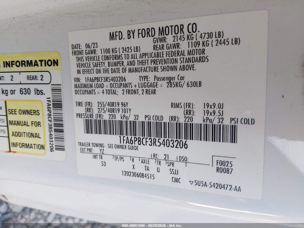 1FA6P8CF3R5403206 2024 FORD MUSTANG photo no. 9