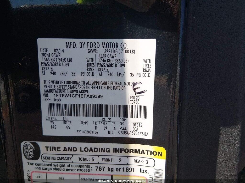 1FTFW1CF1EFA89399 2014 FORD F-150 photo no. 9