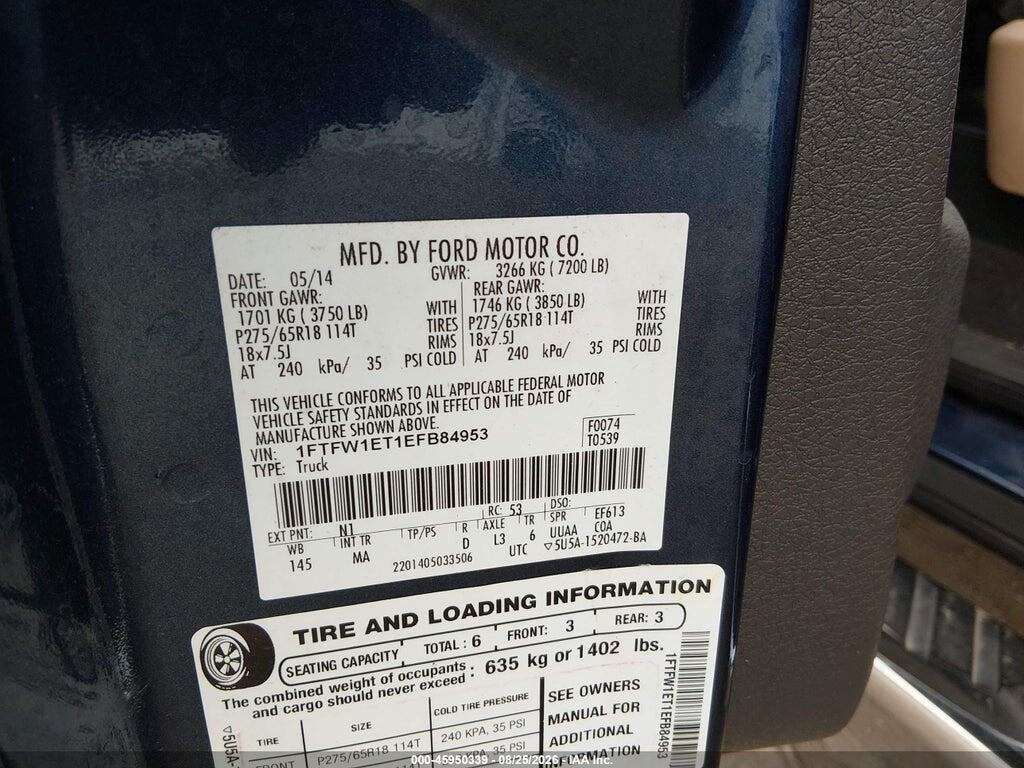 1FTFW1ET1EFB84953 2014 FORD F-150 photo no. 9