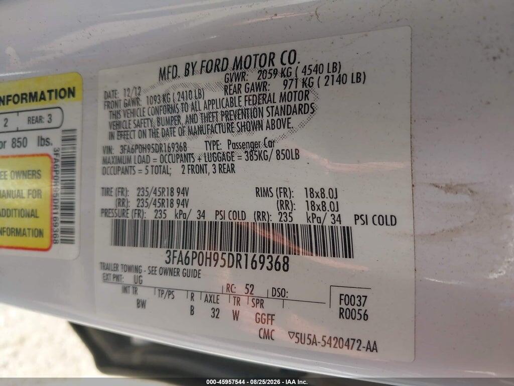 3FA6P0H95DR169368 2013 FORD FUSION photo no. 9