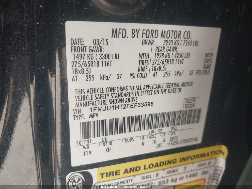 1FMJU1HT2FEF33598 2015 FORD EXPEDITION photo no. 9