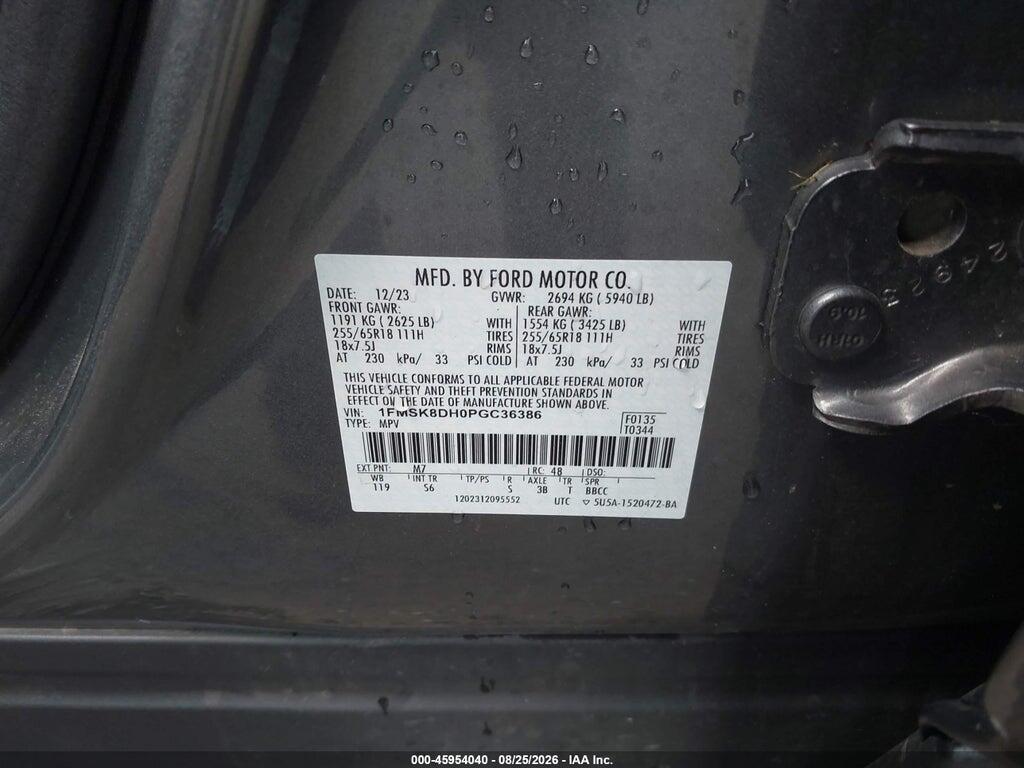 1FMSK8DH0PGC36386 2023 FORD EXPLORER photo no. 9