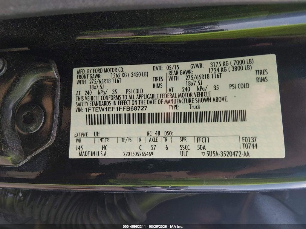 1FTEW1EF1FFB68727 2015 FORD F-150 photo no. 8
