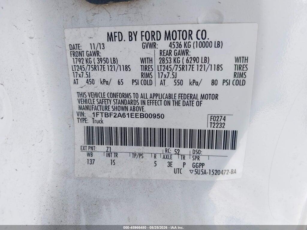 1FTBF2A61EEB00950 2014 FORD F-250 photo no. 9