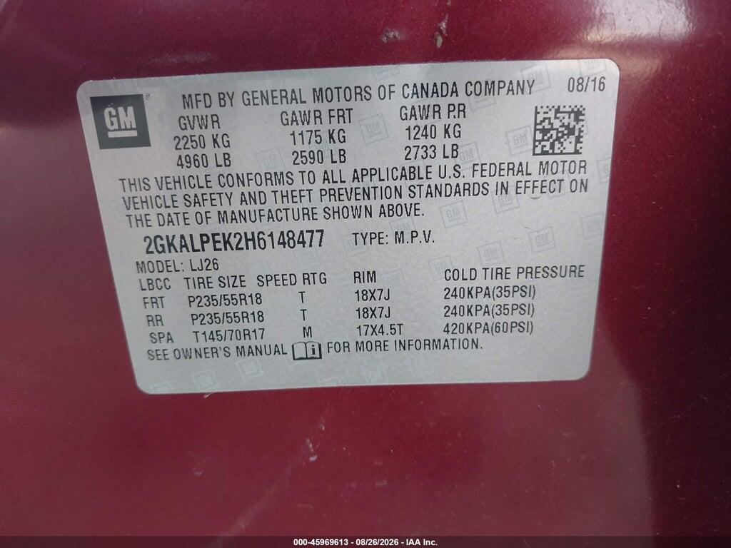 2GKALPEK2H6148477 2017 GMC TERRAIN photo no. 9