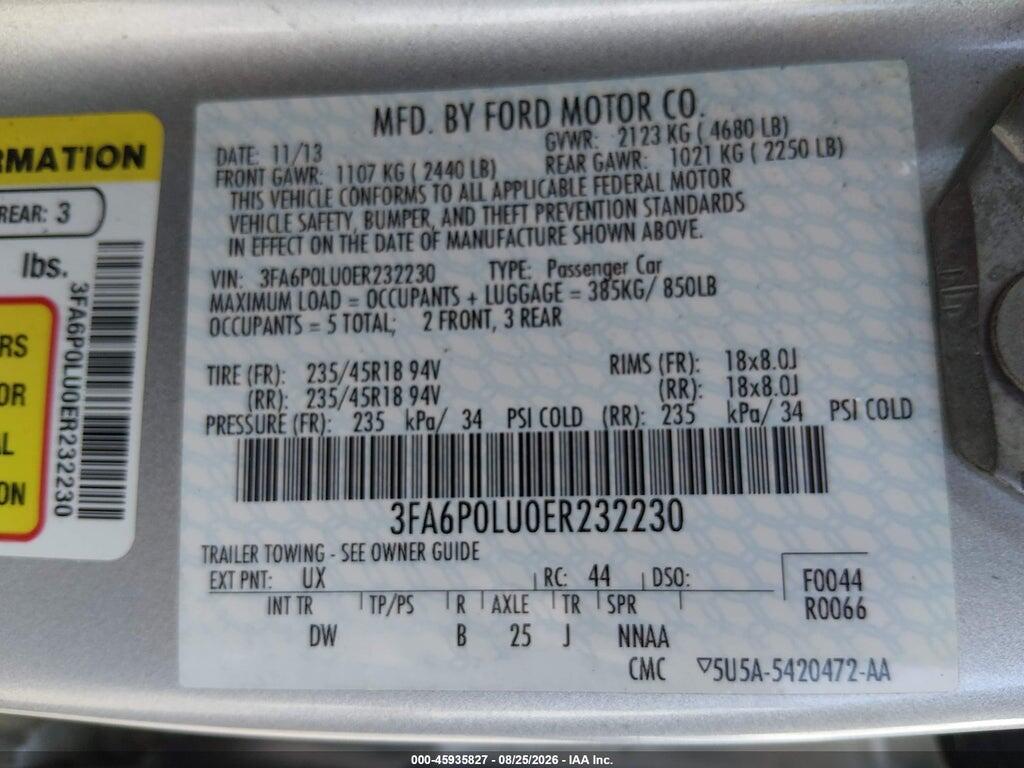 3FA6P0LU0ER232230 2014 FORD FUSION HYBRID photo no. 9
