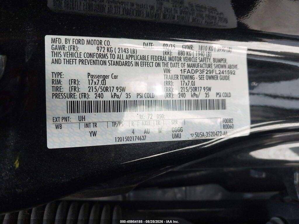1FADP3F29FL241592 2015 FORD FOCUS photo no. 9