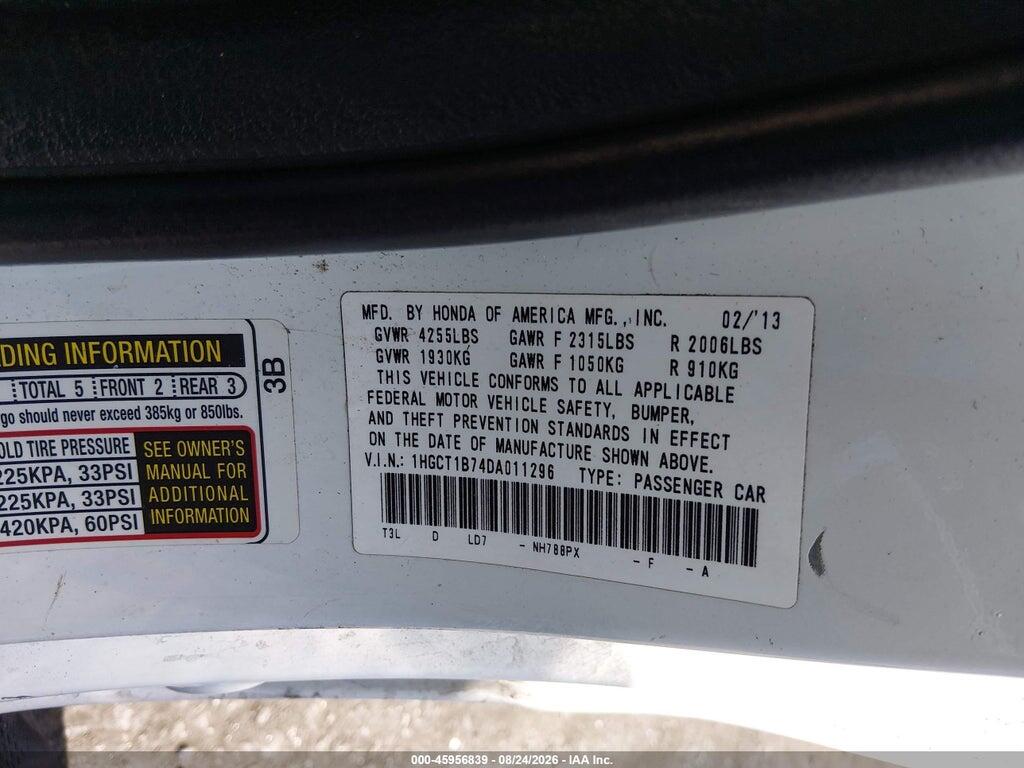 1HGCT1B74DA011296 2013 HONDA ACCORD photo no. 9