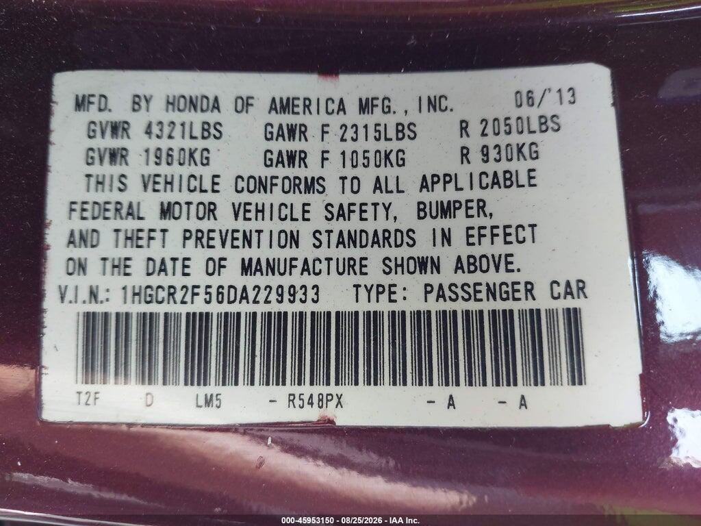 1HGCR2F56DA229933 2013 HONDA ACCORD photo no. 9