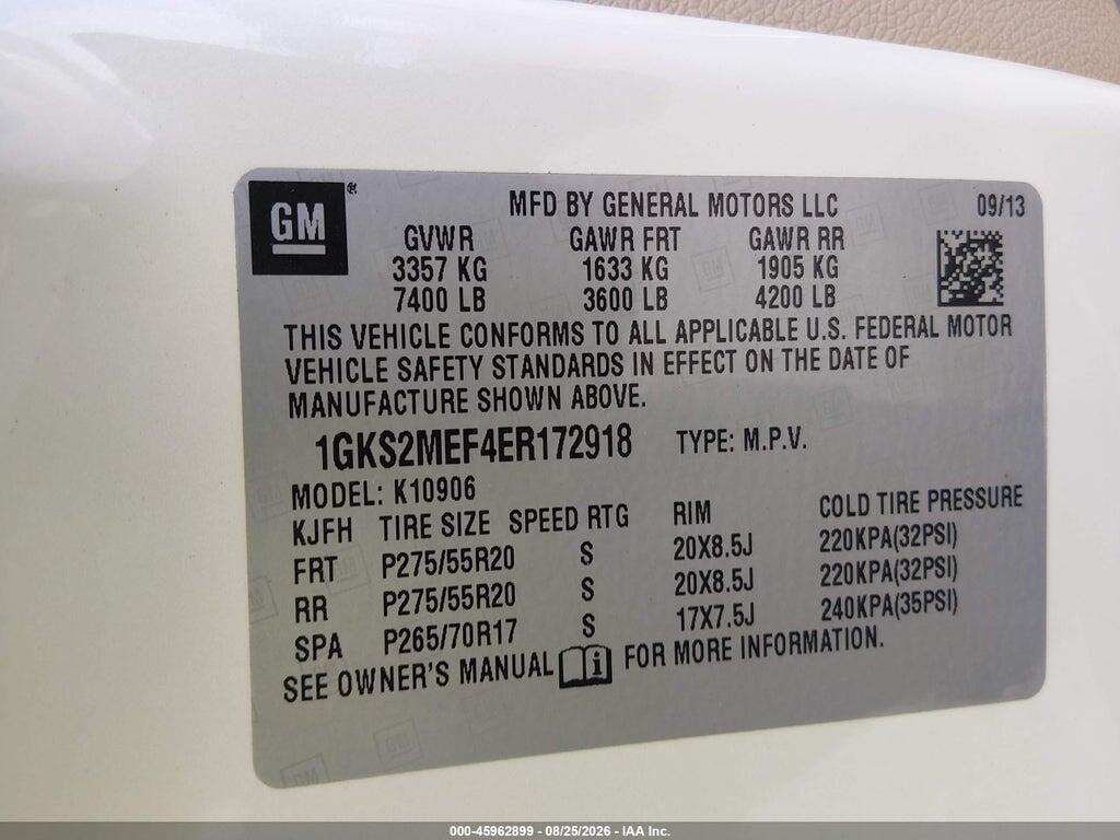 1GKS2MEF4ER172918 2014 GMC YUKON XL 1500 photo no. 9