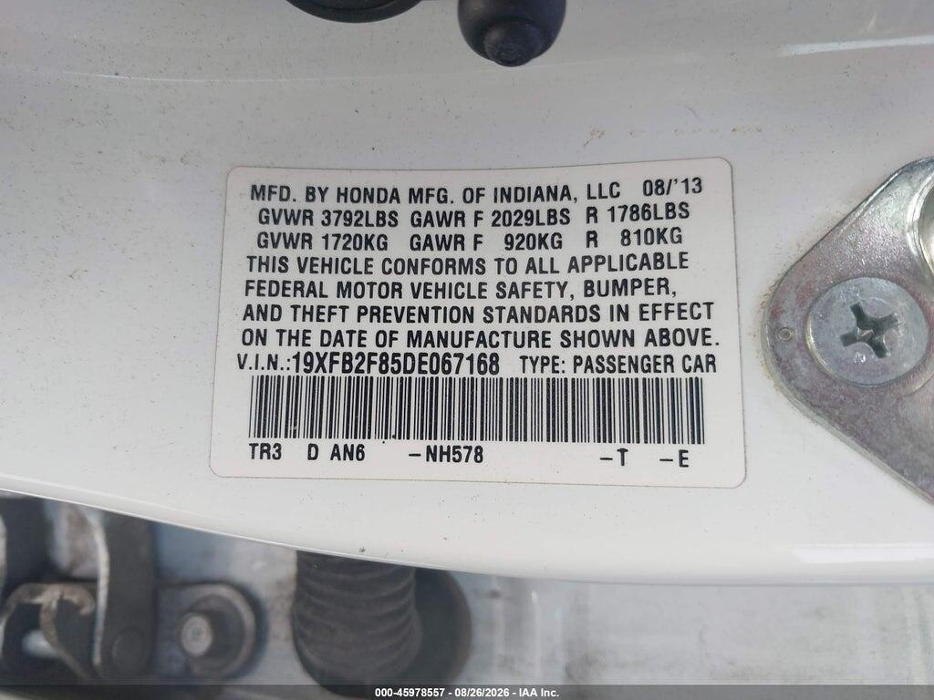 19XFB2F85DE067168 2013 HONDA CIVIC photo no. 9