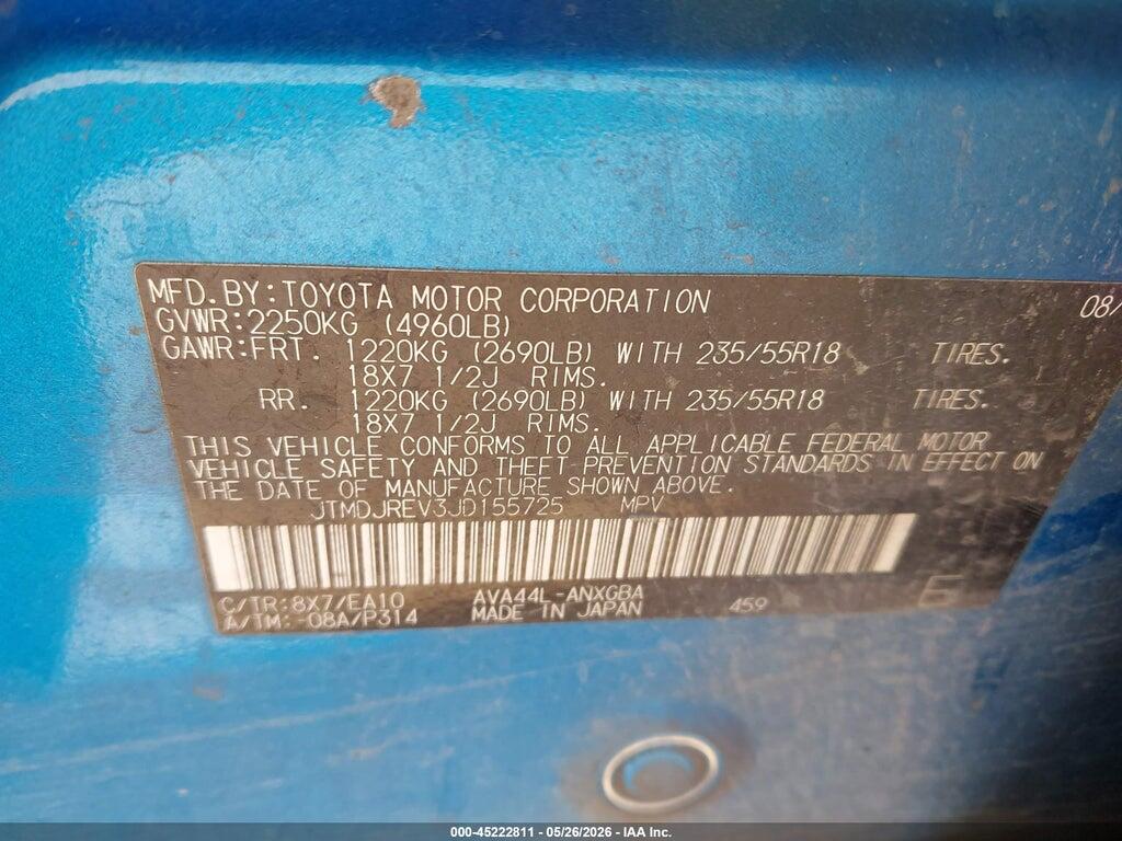 JTMDJREV3JD155725 2018 TOYOTA RAV4 HYBRID photo no. 9