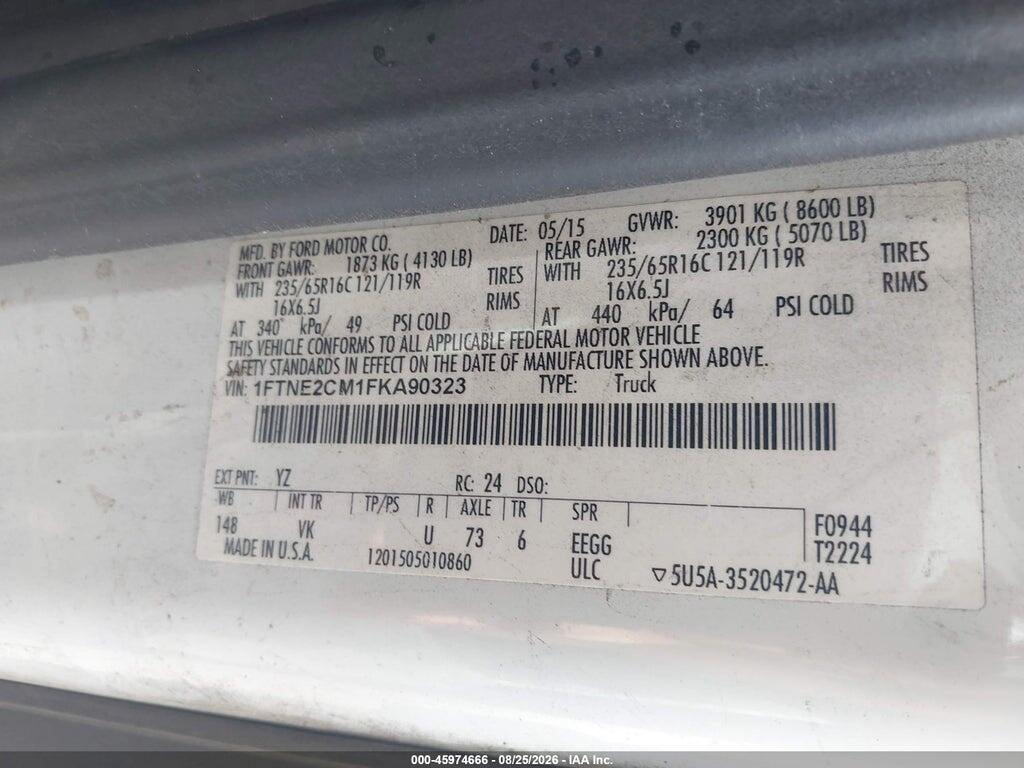 1FTNE2CM1FKA90323 2015 FORD TRANSIT-150 photo no. 9