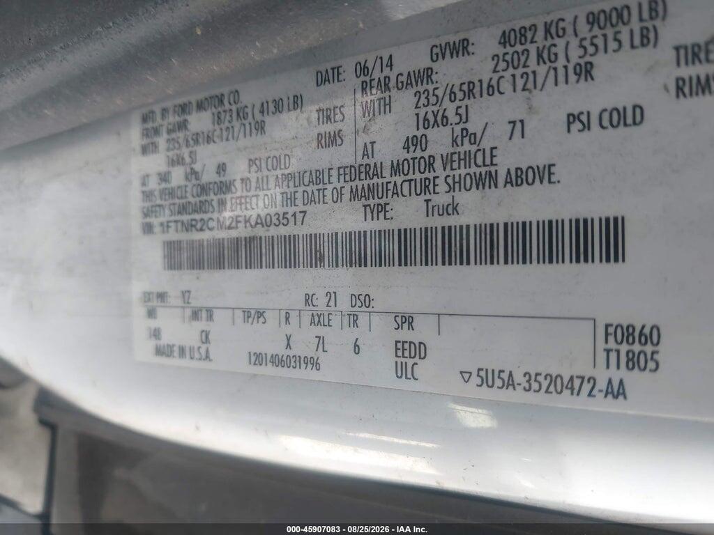 1FTNR2CM2FKA03517 2015 FORD TRANSIT-250 photo no. 9