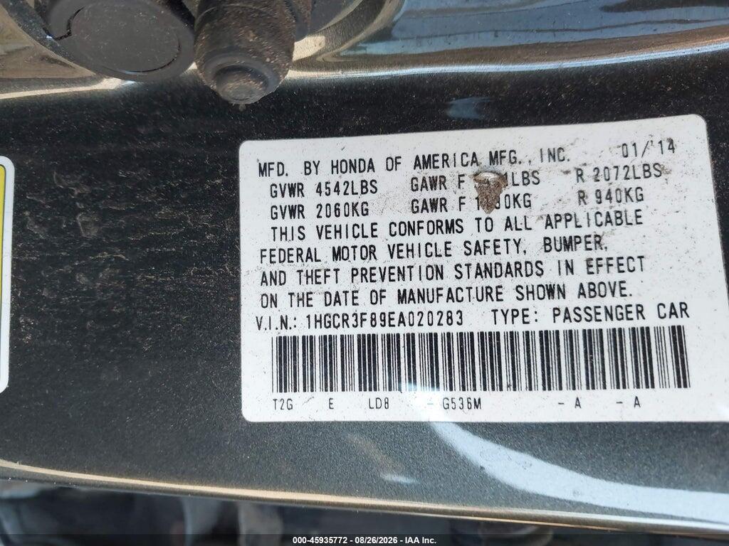 1HGCR3F89EA020283 2014 HONDA ACCORD photo no. 9