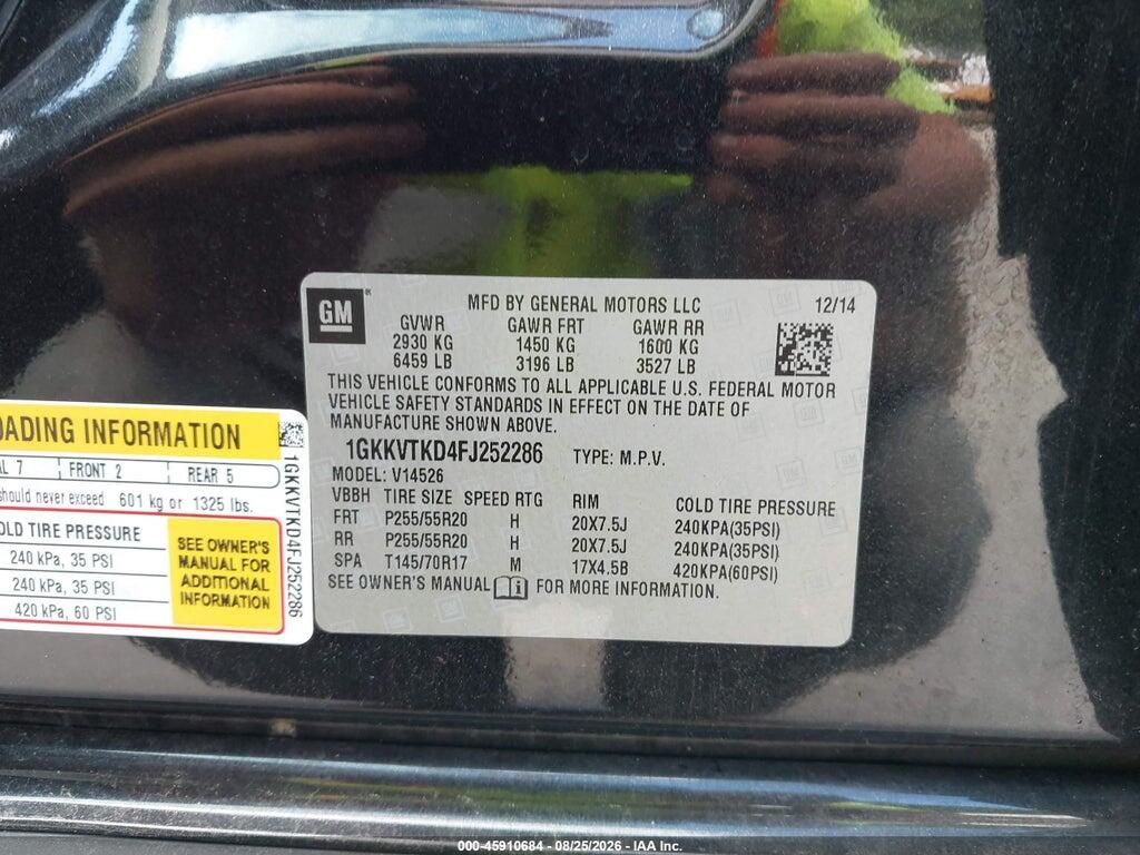 1GKKVTKD4FJ252286 2015 GMC ACADIA photo no. 9