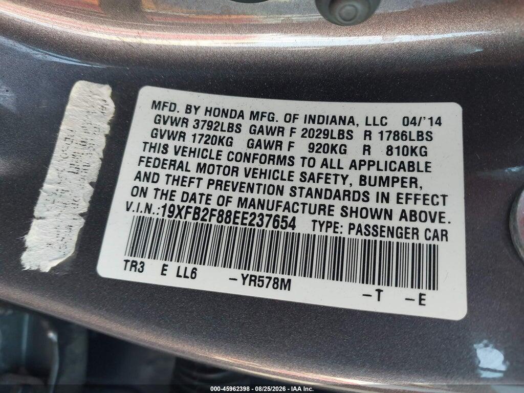 19XFB2F88EE237654 2014 HONDA CIVIC photo no. 9