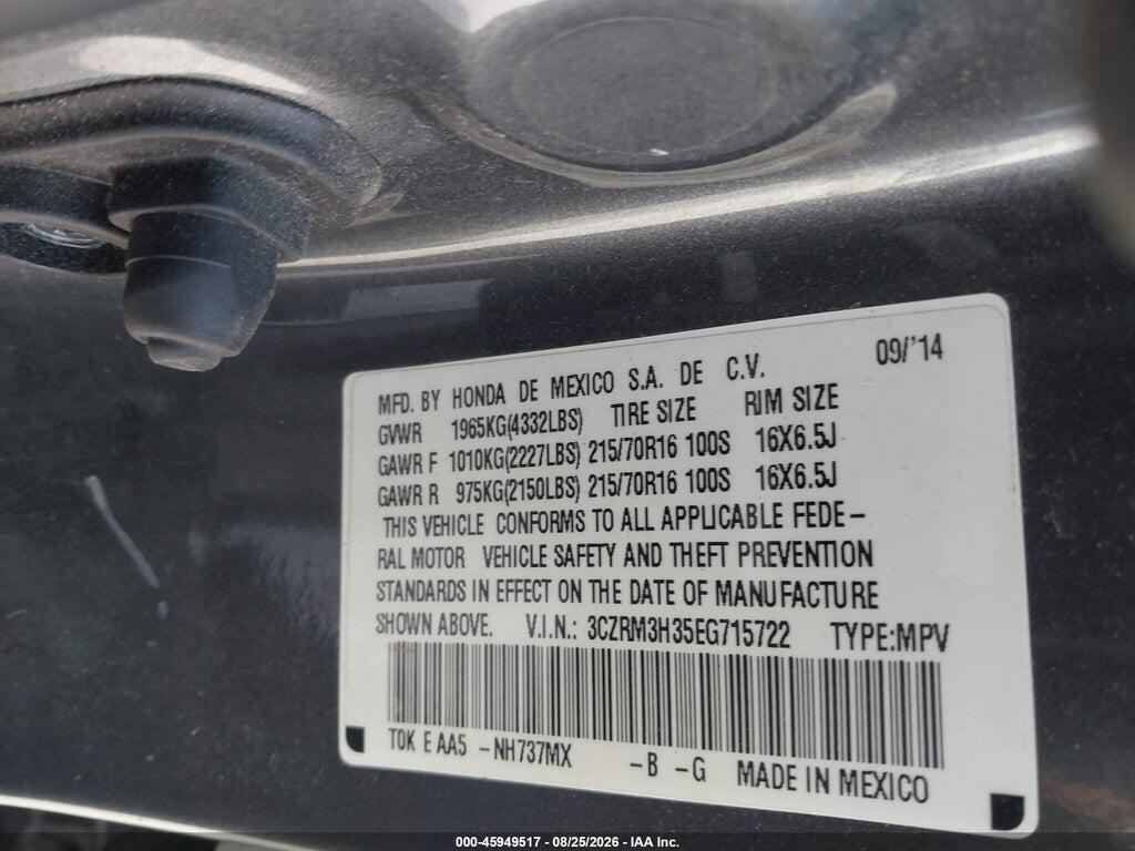 3CZRM3H35EG715722 2014 HONDA CR-V photo no. 9