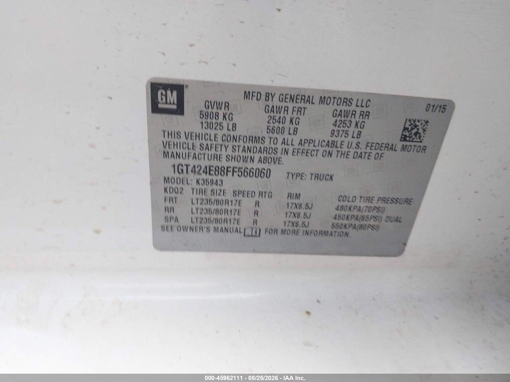 1GT424E88FF566060 2015 GMC SIERRA 3500HD photo no. 8