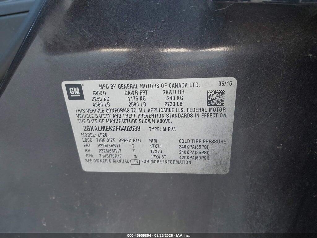 2GKALMEK6F6402638 2015 GMC TERRAIN photo no. 9