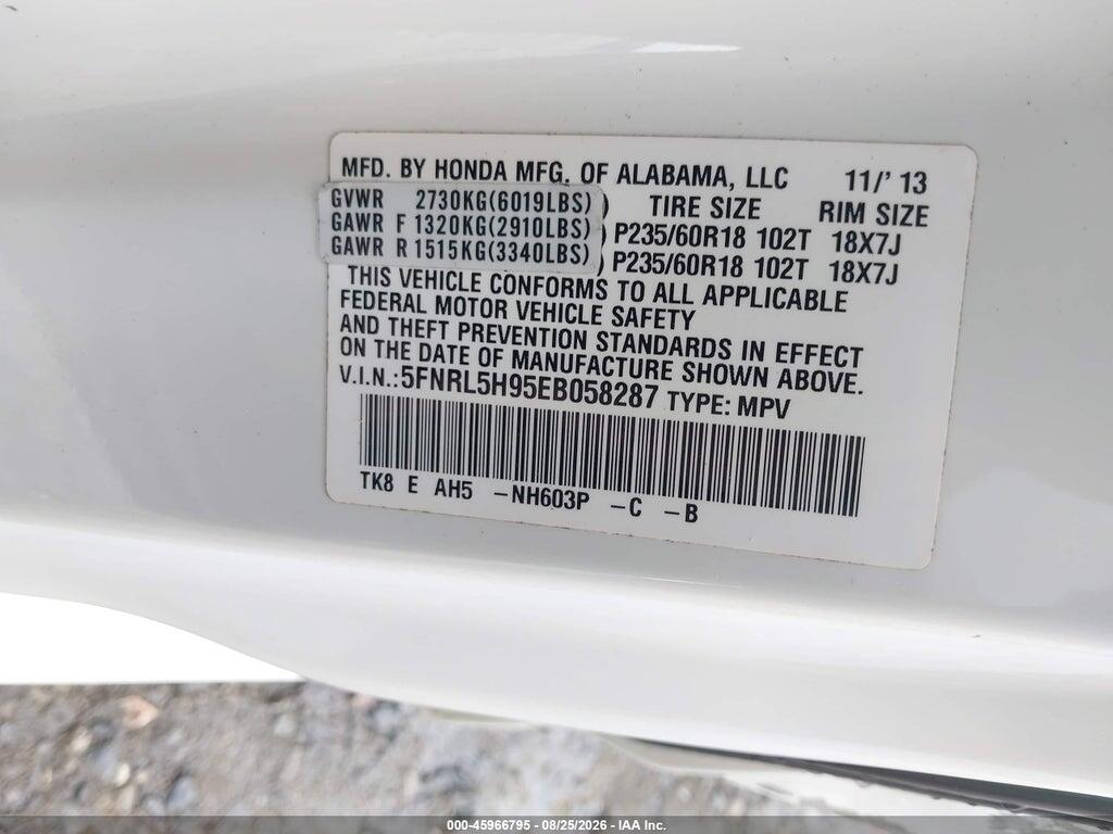 5FNRL5H95EB058287 2014 HONDA ODYSSEY photo no. 9