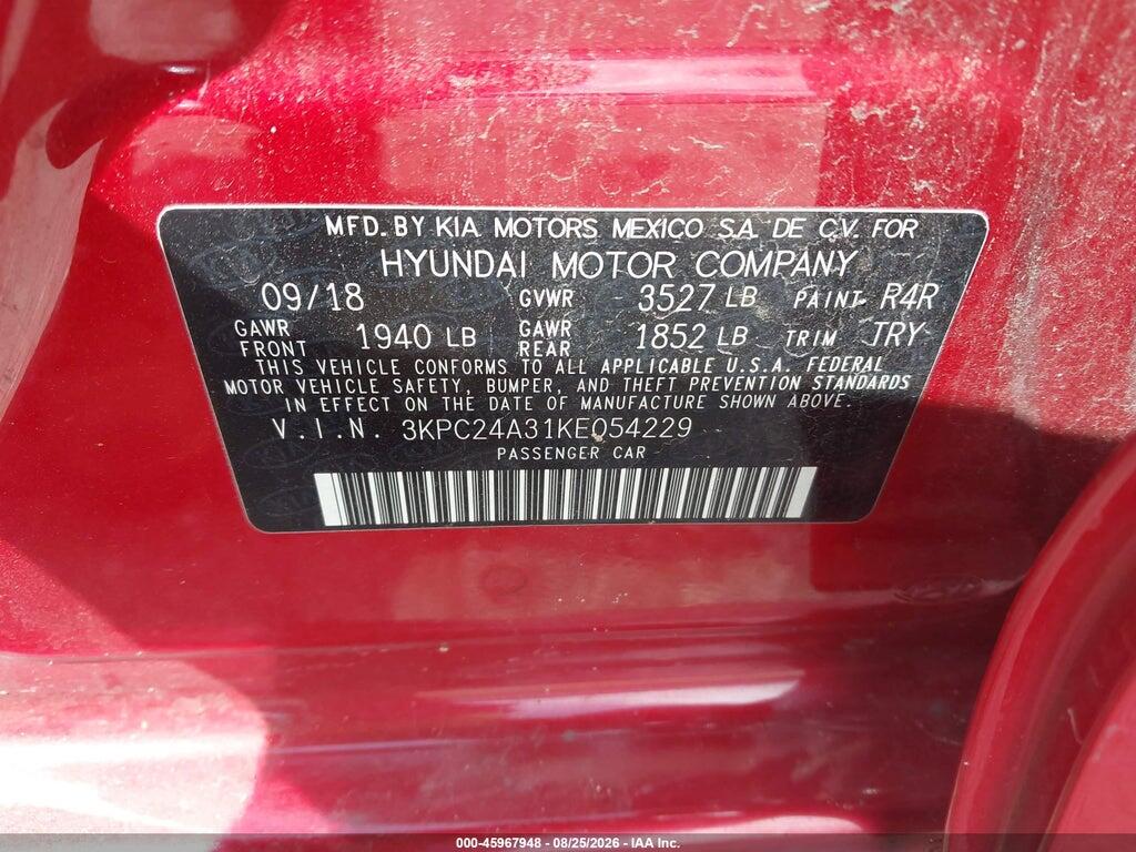 3KPC24A31KE054229 2019 HYUNDAI ACCENT photo no. 9