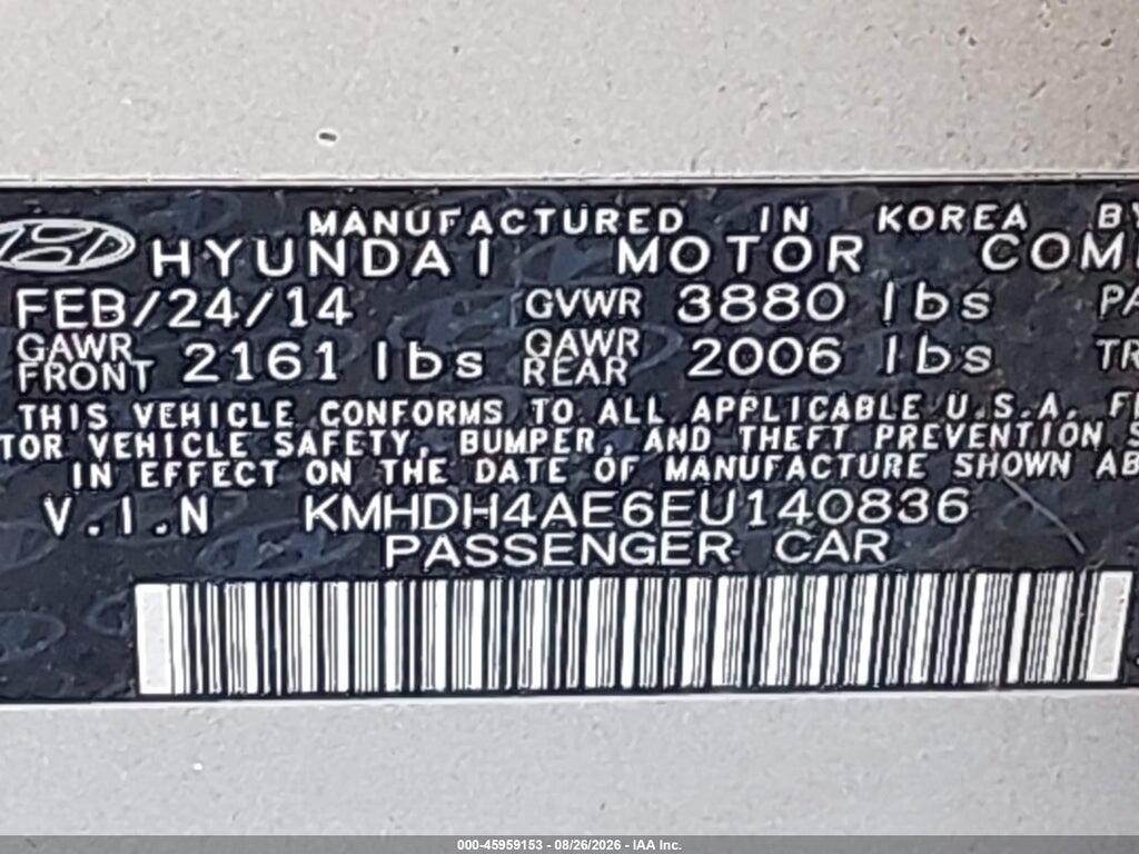KMHDH4AE6EU140836 2014 HYUNDAI ELANTRA photo no. 9