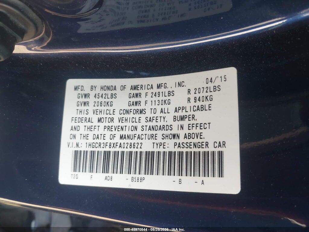 1HGCR3F8XFA028622 2015 HONDA ACCORD photo no. 9