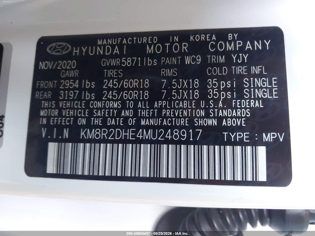 KM8R2DHE4MU248917 2021 HYUNDAI PALISADE photo no. 9