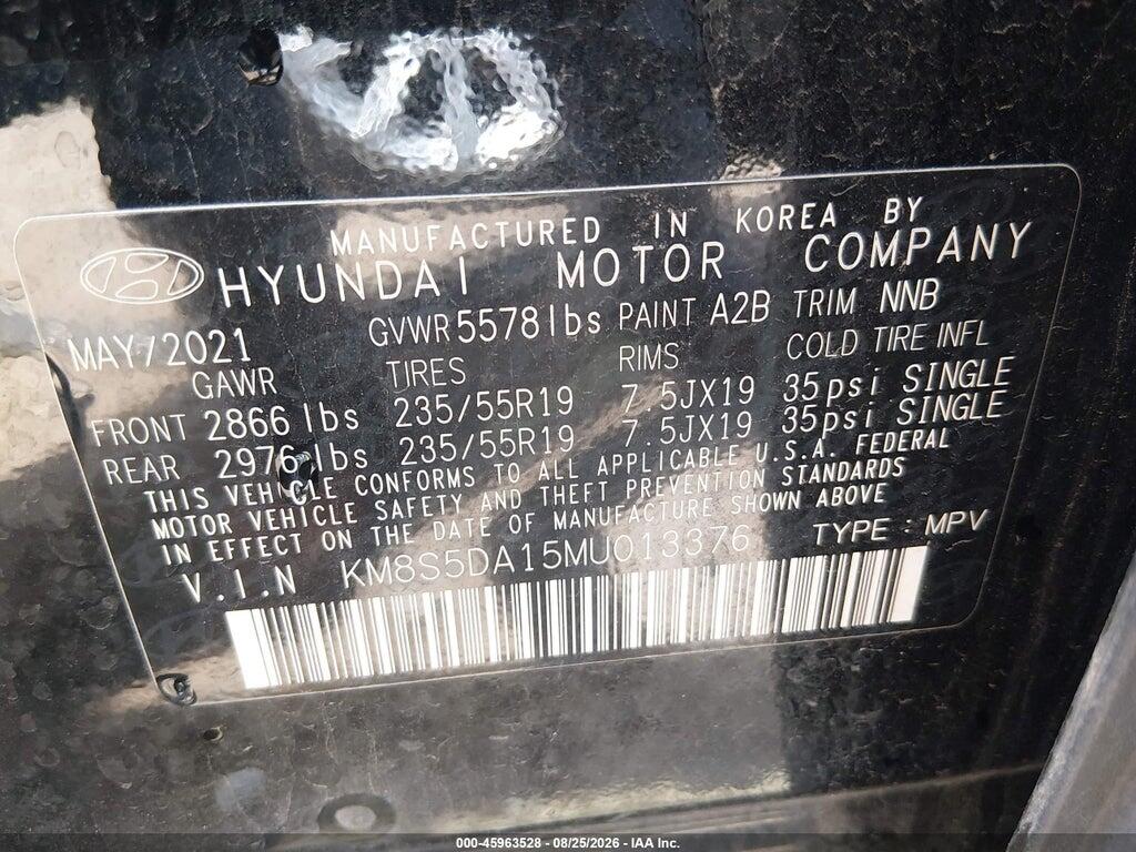 KM8S5DA15MU013376 2021 HYUNDAI SANTA FE HYBRID photo no. 9