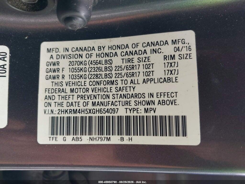 2HKRM4H5XGH654097 2016 HONDA CR-V photo no. 9