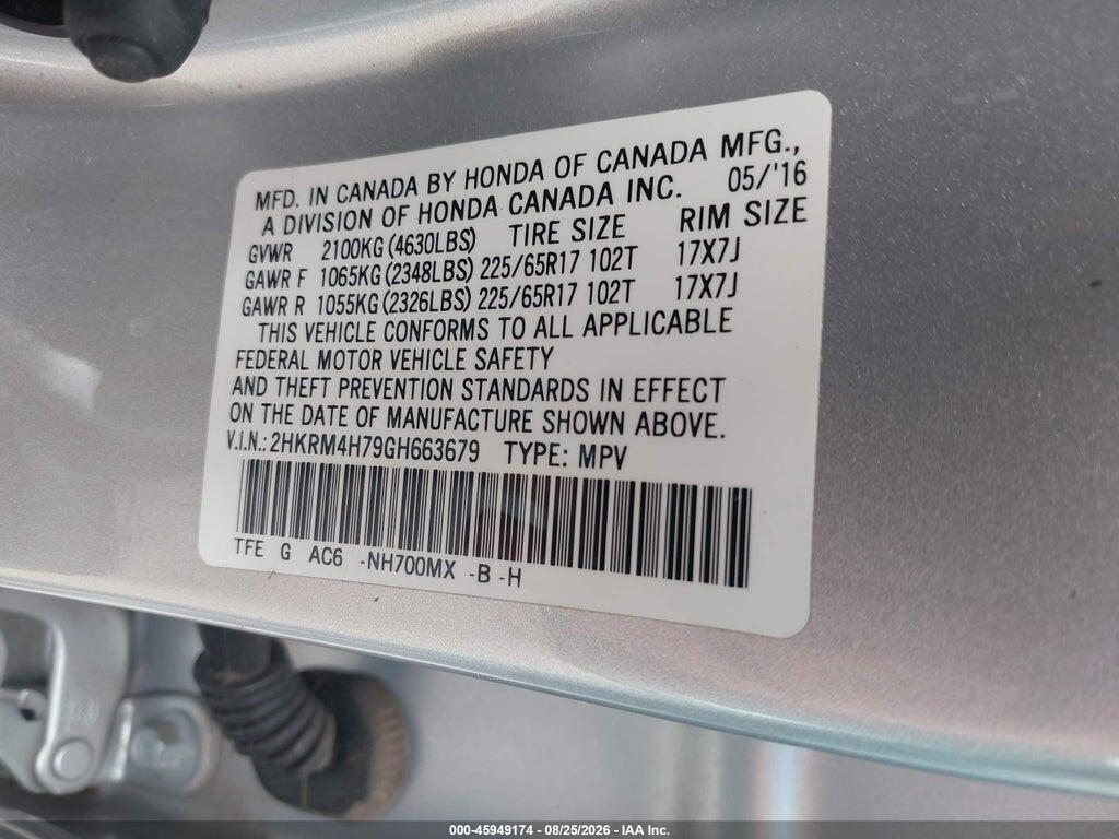 2HKRM4H79GH663679 2016 HONDA CR-V photo no. 9
