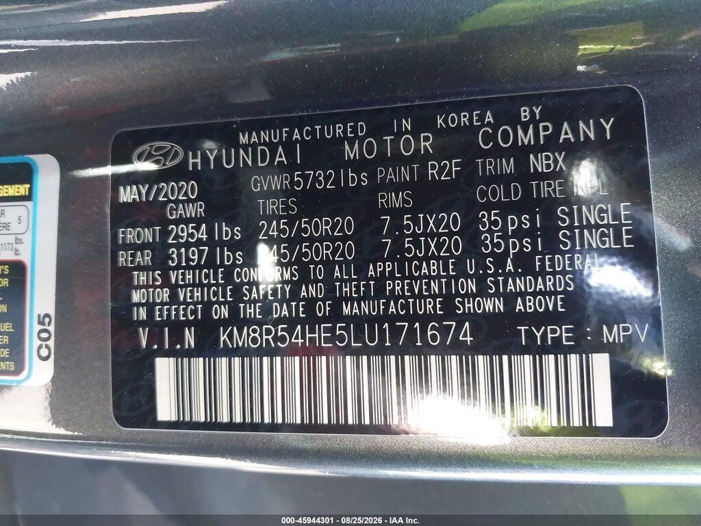 KM8R54HE5LU171674 2020 HYUNDAI PALISADE photo no. 9