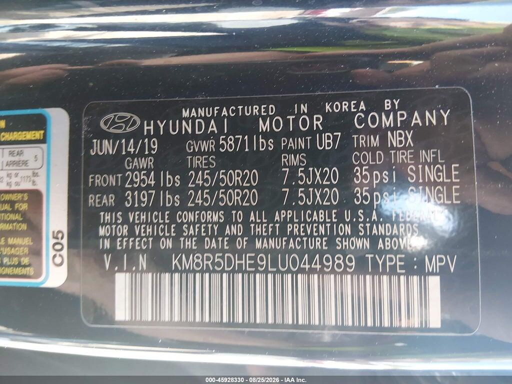 KM8R5DHE9LU044989 2020 HYUNDAI PALISADE photo no. 9