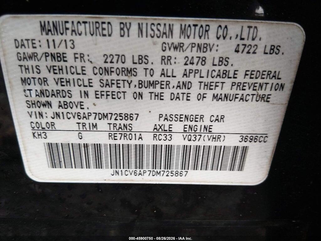 JN1CV6AP7DM725867 2013 INFINITI G37 photo no. 9