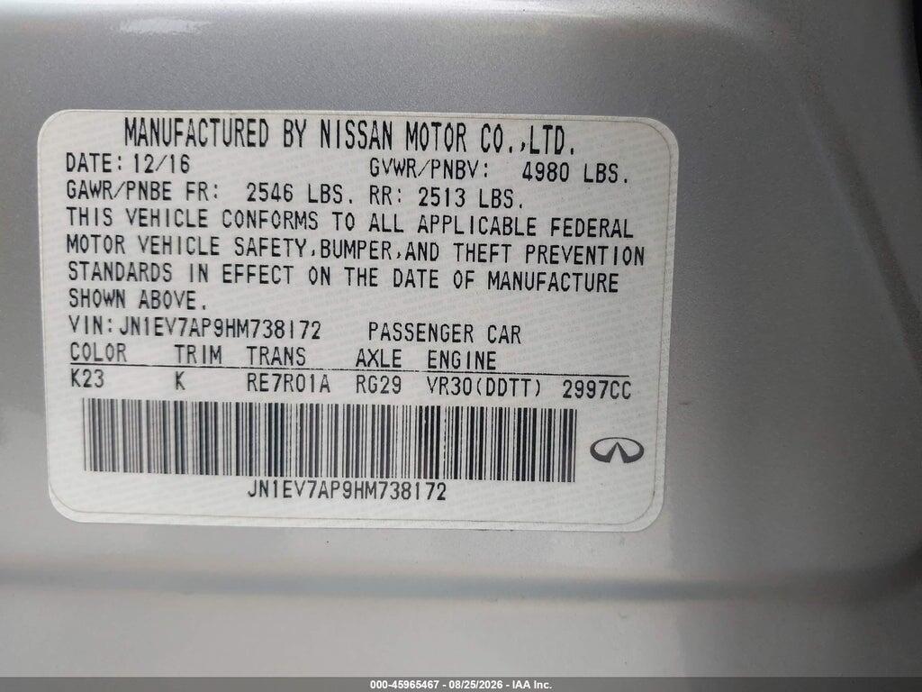 JN1EV7AP9HM738172 2017 INFINITI Q50 photo no. 9