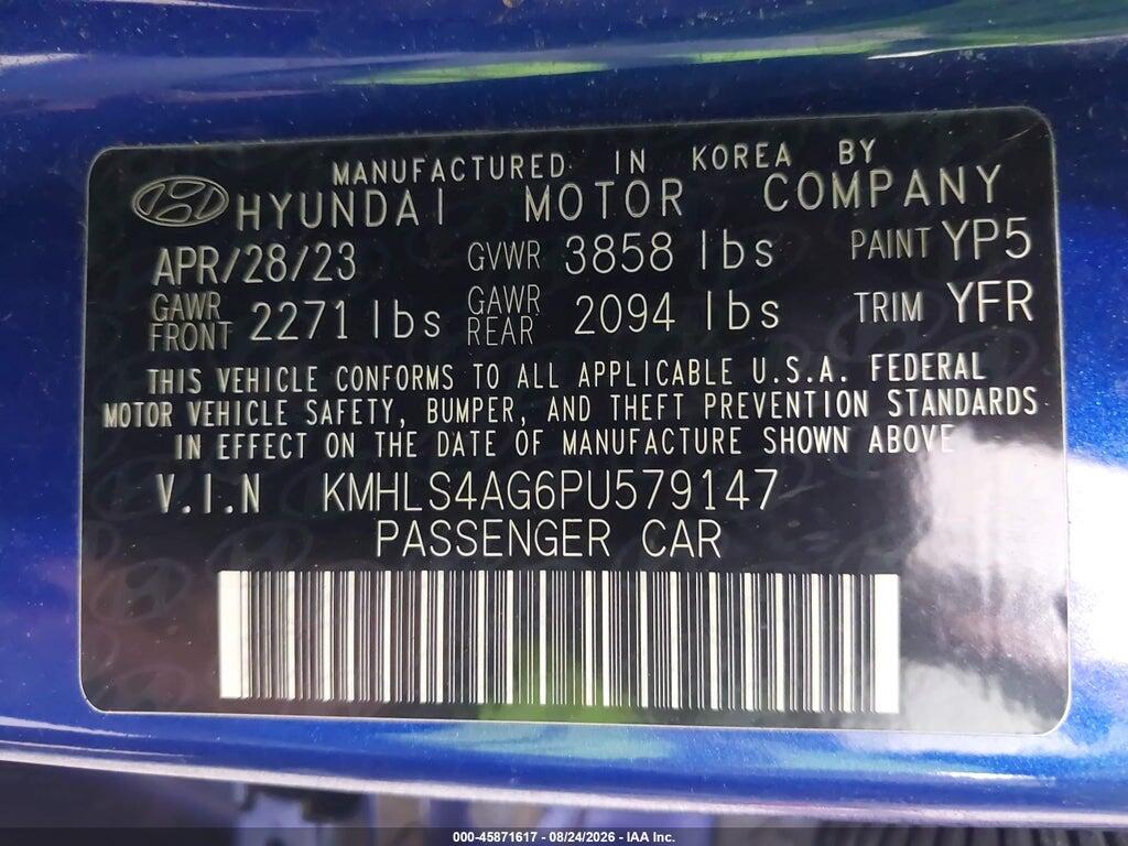 KMHLS4AG6PU579147 2023 HYUNDAI ELANTRA photo no. 9