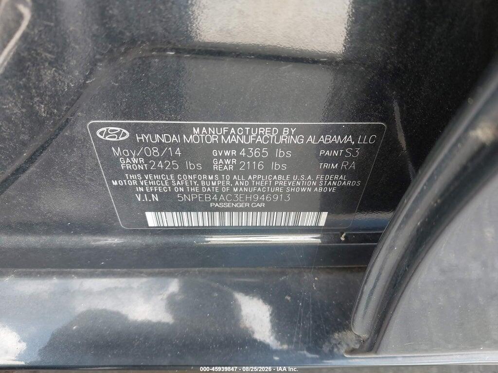 5NPEB4AC3EH946913 2014 HYUNDAI SONATA photo no. 9