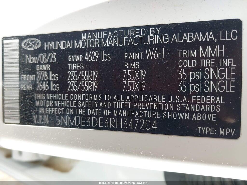 5NMJE3DE3RH347204 2024 HYUNDAI TUCSON photo no. 9