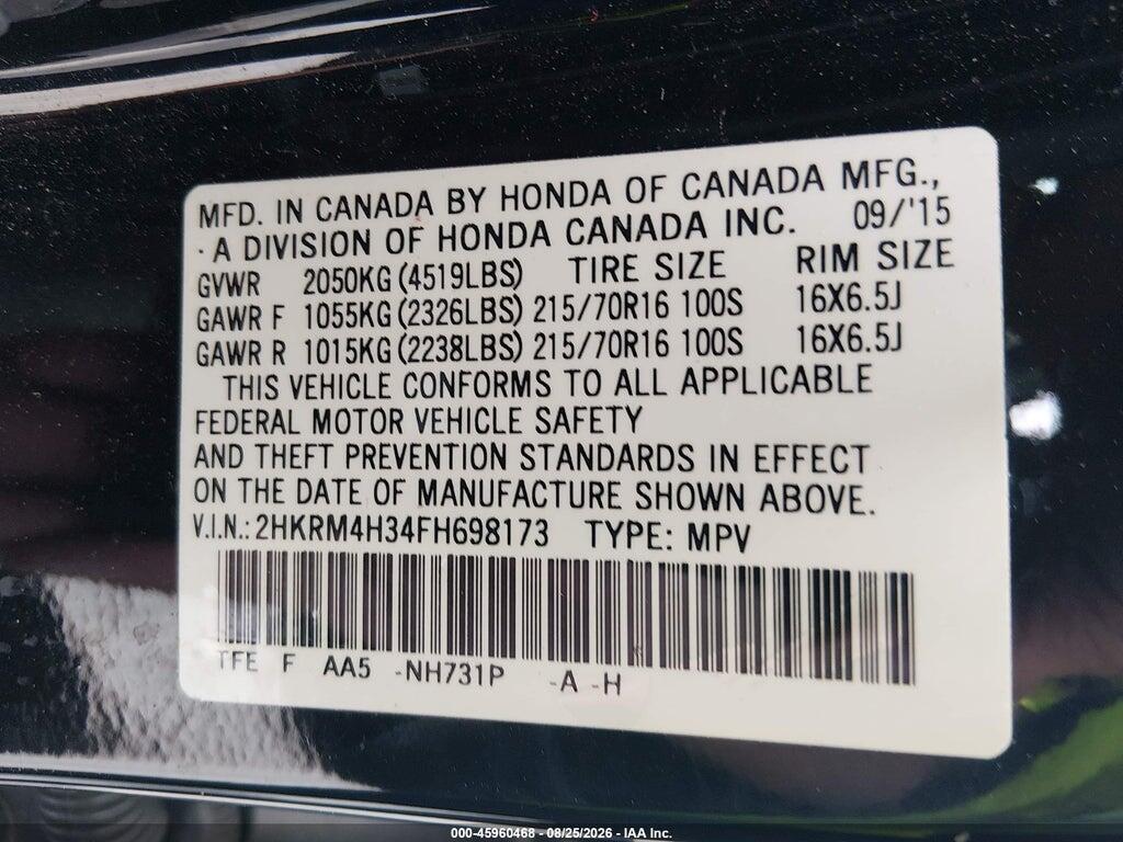 2HKRM4H34FH698173 2015 HONDA CR-V photo no. 9