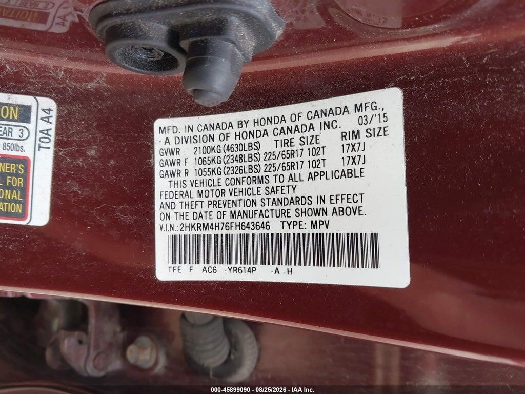 2HKRM4H76FH643646 2015 HONDA CR-V photo no. 9