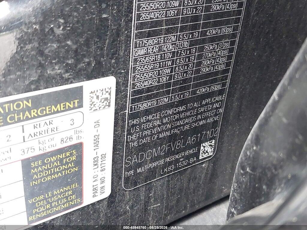 SADCM2FV8LA617102 2020 JAGUAR F-PACE photo no. 9