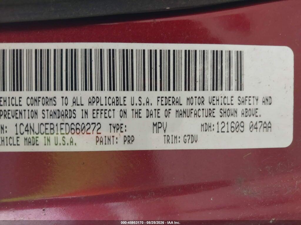 1C4NJCEB1ED660272 2014 JEEP COMPASS photo no. 9
