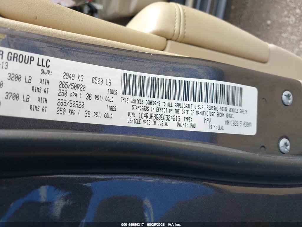 1C4RJFBG3EC324213 2014 JEEP GRAND CHEROKEE photo no. 9