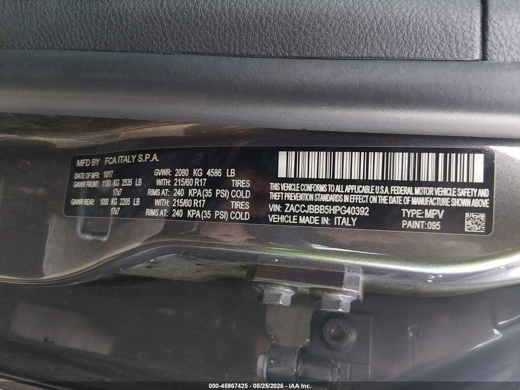 ZACCJBBB5HPG40392 2017 JEEP RENEGADE photo no. 9